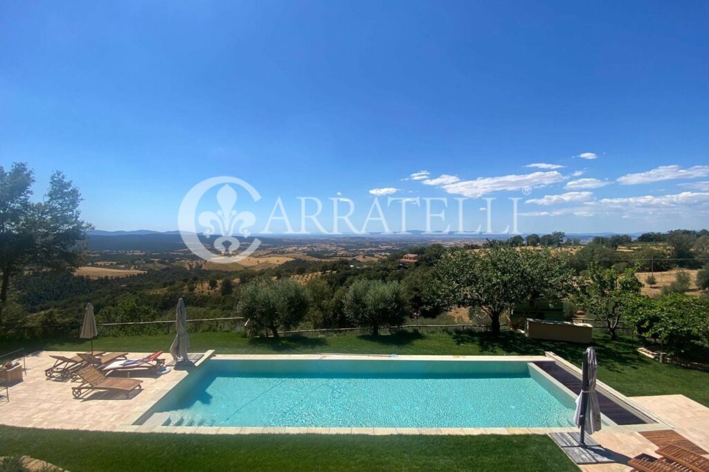 Villa con piscina e vista panoramica – Scansano